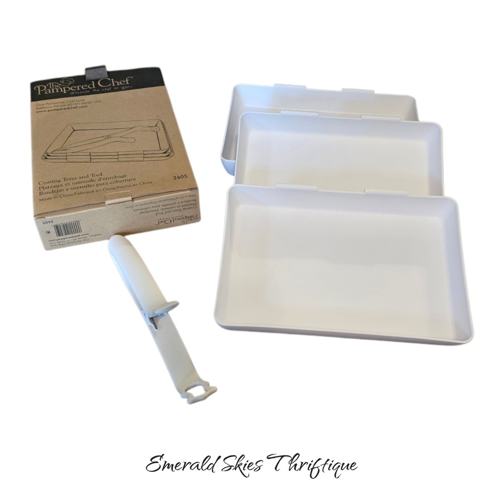 Pampered Chef Coating Trays & Tool # 2605, Interlocking Trays, 4-Piece free ship